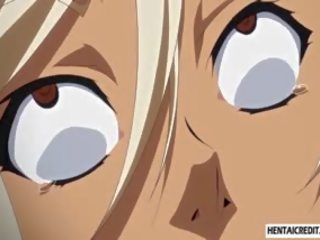 Związany w górę hentai blondie dostaje bita