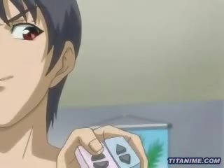 Huge boobs hentai anime babe vibrator gagged