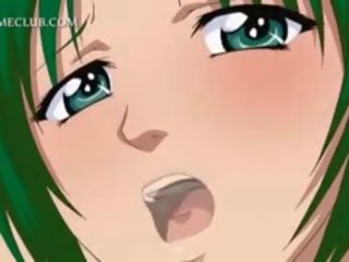 Krūtainas anime maziņš rubs viņai kampiens kamēr nepieredzējošas dzimumloceklis