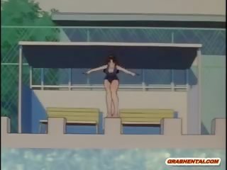 Μαγιό hentai allhole γαμημένος/η σε ο κολυμπώντας πισίνα
