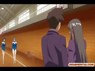 Japonesa hentai alumna paja de pies y facial disparo de corrida