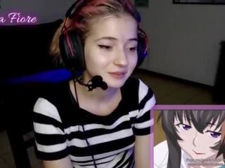 18yo youtuber gets libidinous watching hentai during the stream and masturbates - Emma Fiore