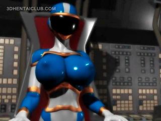 I madh boobed anime hero i shquar e mrekullueshme në i ngushtë kostum