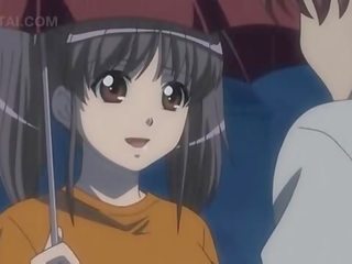 Anime e ëmbël lassie tregon të saj kokosh duke thithur aftësi