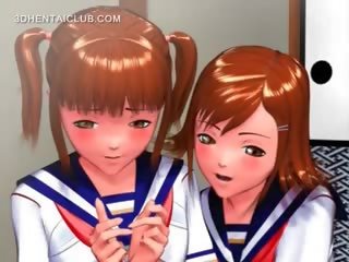 Herlig anime damsel gnir henne coeds lusty fitte