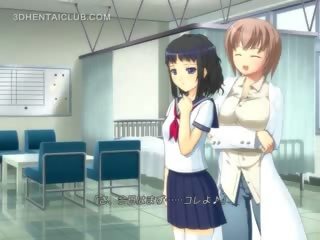 Anime stunner In School Uniform Masturbating Pussy