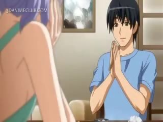 Shy Hentai Doll In Apron Jumping Craving phallus In Bed