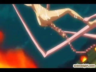 Kétnemű hentai elcsípett és kemény szar által szörny anime