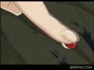 Hentai szőke tini nyalogatja és ujjak slick fasz tovább a padló