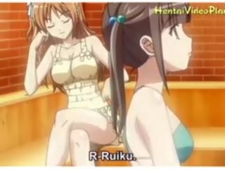 Attractive anime vajzat në sauna