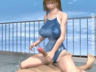 3d animasi pornografi wanita jalang mengambil kemaluan laki-laki di kolam renang