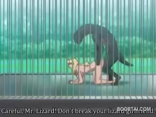 Pechugona animado hija perra clavado duro por monstruo en la zoo