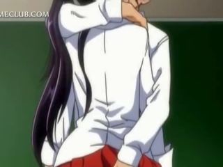 Animasi pornografi sekolah manis alat kelamin wanita menggoda dengan sebuah jilatan bagian dalam rok