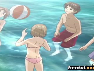 Nerdy lover with glasses takes it secretly at the beach - Hentaixxx