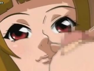 Mosaic; anime taşşak oýnamak a pecker with her emjekler