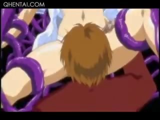 Hentai zart teenager einnahme monster- tentakeln tief im mund