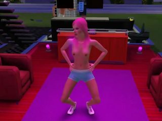 Sims 삼 유방을 드러낸 댄스