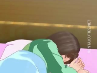Søt 3d anime unge kvinne ha en våt drøm