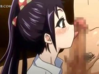 Panas kepada trot anime pemudi meniup dan seks / persetubuhan gergasi peter