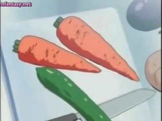 Hentai masturbasi with a carrot