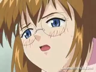 Terrific blond anime liebling im brille