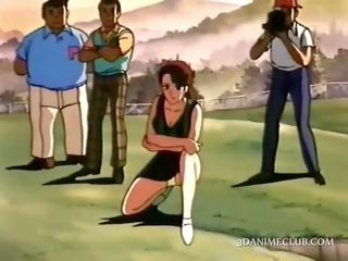 Animen sweetie slog vovve stil på den golf fält