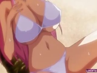 Besar titted animasi pornografi manis di bikini mendapat kacau
