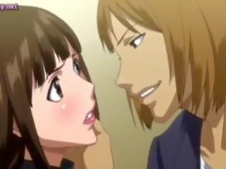 Malaki boobed anime pulot makakakuha ng licked at slammed