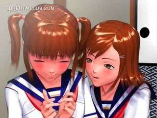 Sjarmerende anime kjæreste gnir henne coeds lusty kuse