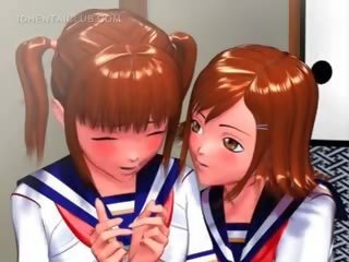 Sensuell anime cookie gnir henne coeds lusty kuse