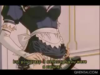 Hentai maids knulling strapon i gangbang til deres lover