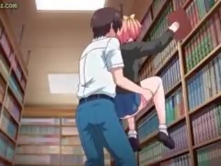 Ado l'anime étudiant obtient vissée en bibliothèque