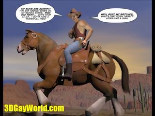 Jak západ byl visel 3d cowb-ys karikatura anime