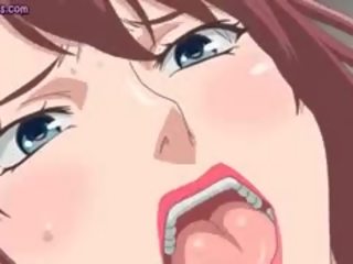 Anime kurwa dostaje usta wypełniony z nasienie