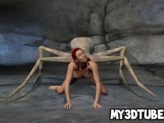 3d rødhårete enchantress får knullet av en alien spider