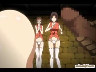 Japońskie anime cuties grupowe w the areszt