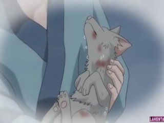 Hentai catgirl consigue su mojada coño dedos profundo