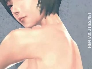 Anime vajzë e pacipë duke thithur organ seksual i mashkullit në dush