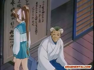 Japanese Hentai lassie Caught And Hard Poked By Old Pervert Gu
