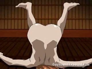 Muscle bodied manga homosexual kicking a kiçijek dude and sikiş his gazoo hard