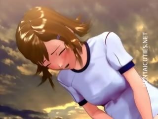 Enchanting 3d anime cookie blir knullet utendørs