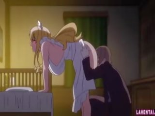 Blond hentaï soubrette obtient léché et baisée à partir de derrière