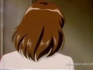 Smyslný anime siren fantasizing o špinavý film v sprchový