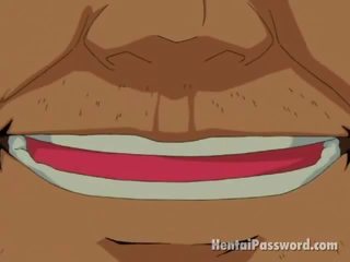 Sjarmerende anime søta suging en massiv dong utendørs