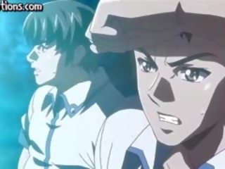 Anime skolejente blir dekket med sperm