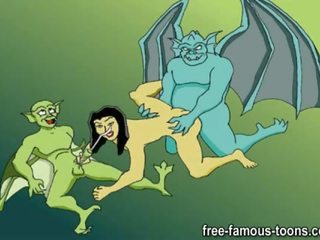 Famous Demona and gargoyles cartoon orgy