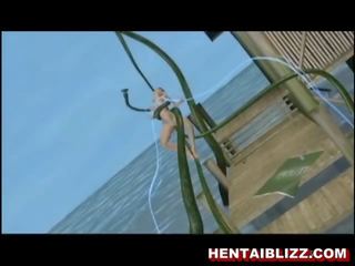 3d animert hentai prostituert blir knullet av stor tentacles