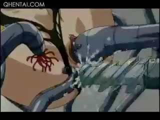 Animasi pornografi buah dada besar dewasa klip tawanan dibungkus dan kacau oleh besar tentakel